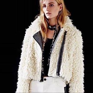 Free People - Sherpa moto jacket, Ivory, M